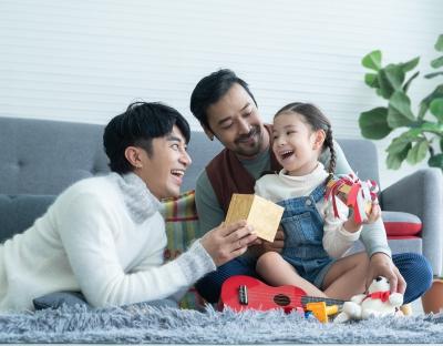 Small family with toys