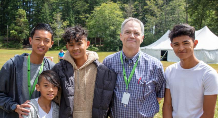 Secretary Hunter with Camp to Belong participants