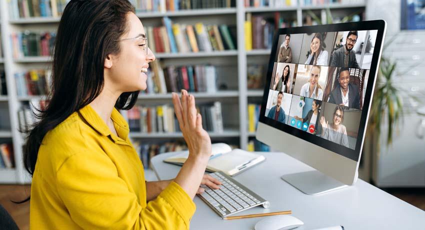 woman in online meeting