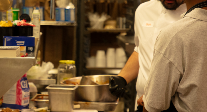 cooking in a kitchen 